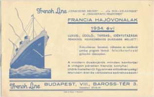 1934 A French Line, francia hajóvonalak luxus-, üdülő-, társas-, idényutazásainak menetrendje