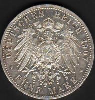 Német Császárság/Baden 1907. 5M Ag "Halálára..." T:1/2+ kis ph. Csak 60.000db!R!