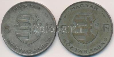 1947. 5Ft Ag "Kossuth" (2x) T:2-,3
