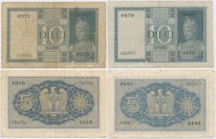 Olaszország 1935-1939. 5L (2x) + 10L (2x) T:III Italy 1935-1939. 5 Lire (2x) + 10 Lire (2x) C:F