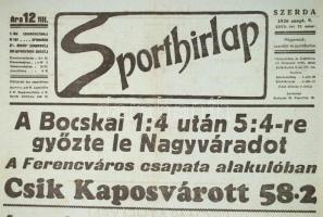 1936 Sporthírlap szept.9-i száma sok érdekes cikkel, pp.:8, 47x31cm