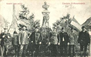 Bácskossuthfalva, Ómoravica, Stara Moravica; Kossuth Lajos szobor, csoportkép, kiadja a Polgári Kör / statue, group picture (Rb)