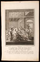 1712 Jan Luyken - Christoph Weigel: Nagyméretű rézmetszetű kép a Historiae celebriores Veteris Testamenti... c. könyvből. Megjelent: Nürnberg, 1712. Nagyméretű metszet. / Jan Luyken - Christoph Weigel. Large etching from the book Historiae celebriores Veteris Testamenti 26x48 cm