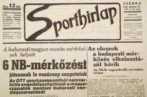 1938 Sporthírlap okt. 12-i száma sok érdekes cikkel, pp.:8, 47x31cm