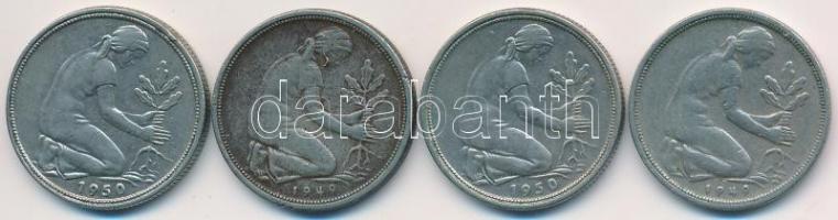NSZK 1949D 50pf Cu-Ni + 1949F 50pf Cu-Ni + 1950G 50pf Cu-Ni + 1950J 50pf Cu-Ni T:2,2- kis ü.
FRG 19...