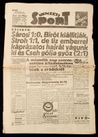 1937 Nemzeti Sport okt. 11-i száma sok érdekes cikkel, kissé szakadozott szélekkel, pp.:16, 47x31cm