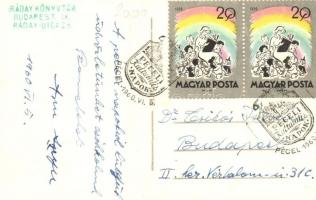 1960 Pécel, Ráday kastély könyvtára, belső, 'Péceli Kulturális Napok' So. Stpl