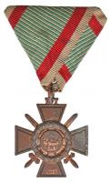 1941. "Tűzkereszt I. fokozata" oxidált hadifém kitüntetés mellszalaggal T:2 korróziónyom Hungary 1941. "Hungarian Fire Cross 1st class" decoration with ribbon C:XF corrosion NMK 443.