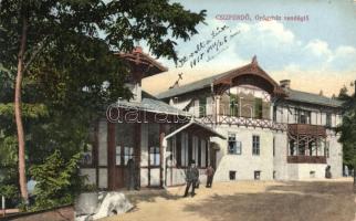 Csízfürdő, Gyógyház vendéglő, Herskovits Mór kiadása / spa restaurant