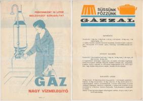 cca 1960 Háztartási gázt reklámozó 4 db nyomtatvány, receptekkel