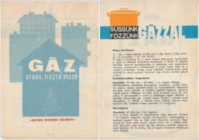 cca 1960 Háztartási gázt reklámozó 4 db nyomtatvány, receptekkel
