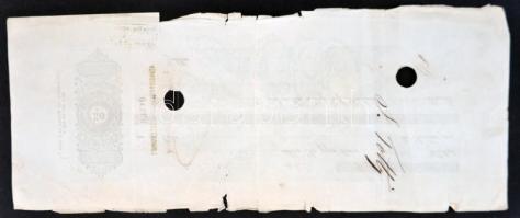 Budapest 1878. 500G kitöltött váltó, felülbélyegzett, lyukasztással érvénytelenített T:III-