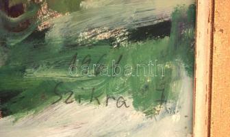 Szikra J. jelzéssel(1961): Eső előtt. Olaj, farost, fa keretben, 60x78 cm