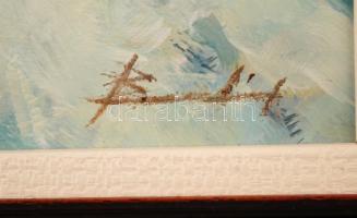 Olvashatatlan jelzéssel: A Szajna mentén. Olaj, farost, fa keretben, 20x25 cm