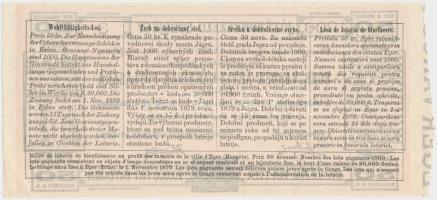 Eger 1879. 50kr árú jótékony célú sorsjegy "Eger városa árvíz kárainak pótlására" T:I-,II