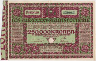 Ausztria / Bécs 1918. 250.000K "XXXXV. Állami Sorsjáték" sorsjegy T:III Austria / Vienna 1918. 250.000 Kronen "XXXXV. Staatslotterie" C:F