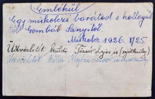 1926 Miskolc, Diósgyőr, sakkverseny. A résztvevők által feliratozott fotólap. / Chess contest photo ...