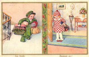 10 db RÉGI, gyerek motívumú képeslap, vegyes minőség / 10 old children motive postcards, mixed quali...