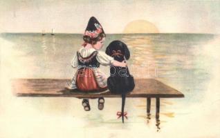 11 db RÉGI kutyás motívumlap, néhány érdekes darabbal, vegyes minőség / 11 old dog motive postcards,...