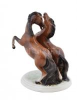 Unterweissbach ágaskodó lovak, porcelán, jelzett, kézzel festett, hibátlan, 18x14x10cm