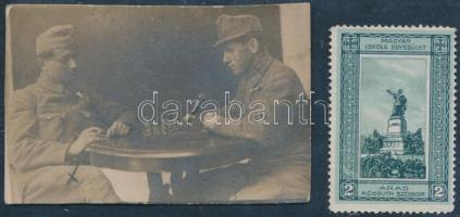 cca 1916 Sakkozó katonák fotó / Chess player soldiers. 9x5 cm