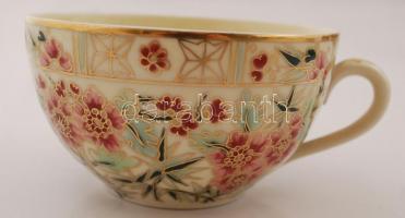 Zsolnay perzsa mintás hiányos teás készlet, kézzel festett, jelzett, sérült több helyen