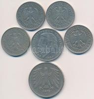 NSZK/Németország 1968-1994. 1M (4x) + 1975F 5M + 1992G 2 Mark T:2,2-
FRG/Germany 1968-1994. 1 Mark ...