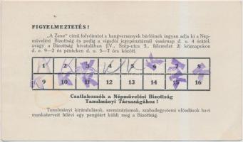 1933 Bérletjegy a Székesfőváros Zenekarnak a Pesti Vígadóban tartandó hangversenyeire, Budapest Szék...
