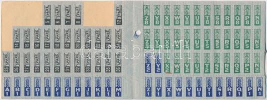 Amerikai Egyesült Államok 1943. "Háborús fejadag füzet" kitöltött, különböző kuponokkal T:...