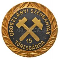 ~1970-1980. Oroszlányi Szénbányák 30 éves Törzsgárda aranyozott, zománcozott fém jelvény (30mm) T:2