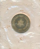 Kanada 1967. 100 éves a konföderáció sárgaréz zseton eredeti fóliacsomagolásban (32mm) T:1 Canada 1967. 100 Years of Confederation brass token in original foil packing (32mm) C:UNC