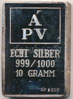 DN Menórát ábrázoló jelzett Ag tömb, ÁPV kiadásában (10.08g/0.999/25x12mm) T:PP ujjlenyomatos, felül...