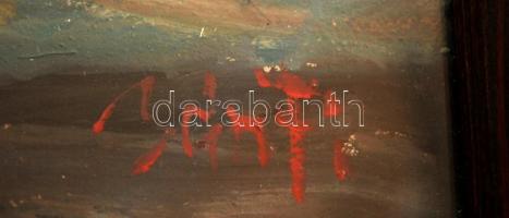 Bánfi jelzéssel: Görögország. Olaj, karton, jelzett, üvegezett keretben, 23x33 cm