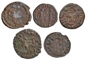 Római Birodalom 5db-os bronzpénz tétel T:2-,3 ragasztónyom
Roman Empire 5pcs of bronze coins C:VF,F...