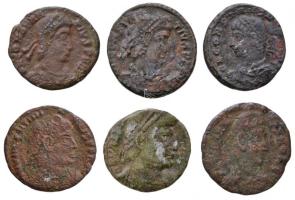 Római Birodalom 6db-os bronzpénz tétel T:2-,3 ragasztónyom Roman Empire 6pcs of bronze coins C:VF,F tape mark