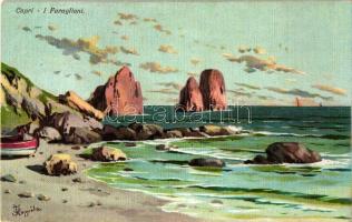 Capri, I Paraglioni, litho s: Floppila