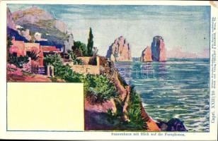 Capri, Bauernhaus, Faraglionen, XXIII/10. Wiener Künstler-Postkarte Philipp & Kramer (EK)