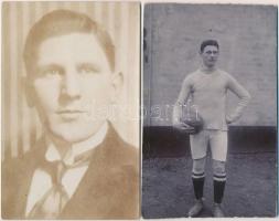 cca 1912 Weisz Ferenc(1885-1942/43) válogatott labdarúgó DEDIKÁLT és az FTC csapatának fotói, 4 db, 9x14 cm
