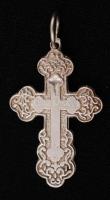 Ezüst keresztfüggő, díszes, Ag.,1gr., jelzett, 2,5cm/ Silver crucifix pendant, Ag. 1gr., marked, 2,5cm