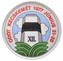 1977. "ODOT Kecskemét 1977 június 21-26." festett hollóházi porcelán plakett eredeti tokban (~134-136mm) T:1