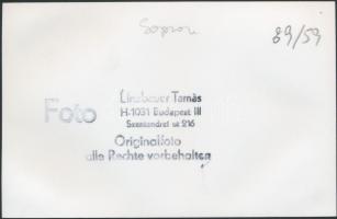 Linzbauer Tamás: Sopron, vasútállomás, pecséttel jelzett, feliratozott fotó, 9x14 cm