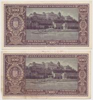 1945. 100P (4x) párban sorszámkövetők, "BÜNTETÉS" szóban "N" felett lemezhiba T:...