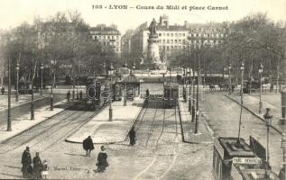 Lyon, Cours du Midi, Place Carnot / square, trams