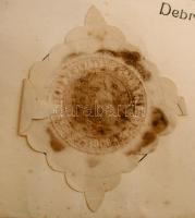 1930 Debrecen, A Gazdasági Akadémia által kiállított okleveles gazdának minősítő oklevél, rajta a m....