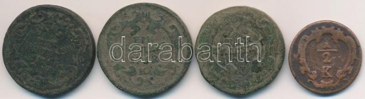 Vegyes: 1761K-1762K+W 1kr Cu "Mária Terézia" (3x) + Ausztria 1764.(ND) 1/2kr Cu "Mári...
