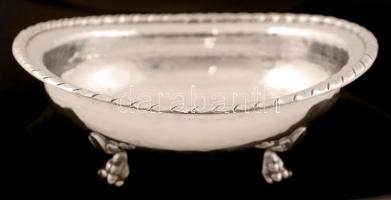 Ezüst poncolt oroszlántalpas tálka, Ag.,76gr., jelzett, 12x10x4cm/ Silver Lion footed bowl, Ag. 76gr., Marked, 12x10x4cm