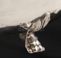 Ezüst poncolt oroszlántalpas tálka, Ag.,76gr., jelzett, 12x10x4cm/ Silver Lion footed bowl, Ag. 76gr...