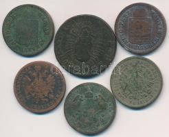 Vegyes: 1763. Rézdénár "Mária Terézia" zárt korona + 1868-1891. 1kr (3x) + Ausztria 1860-1...