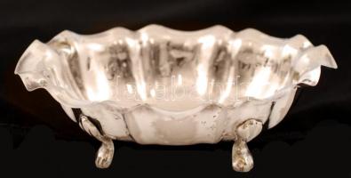 Ezüst hullámos peremű tálka, Ag.,21,3gr., jelzett, 10x7x3cm/Silver wavy-edged bowl, Ag. 21,3gr., marked, 10x7x3cm