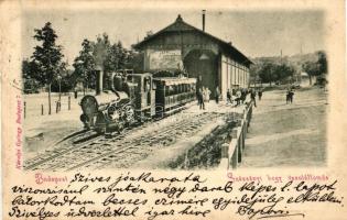 1899 Budapest XII. Széchenyi hegyi vasútállomás, végállomás, gőzmozdony, kiadja Károlyi György